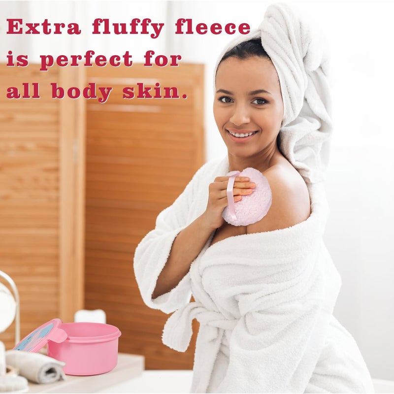 JOLY Extra Soft Powder Puff, 6" x 3" Large Body Powder Applicator, Dusting Powder Puffs with Loose Powder Container for Women (Pink) - Image 2